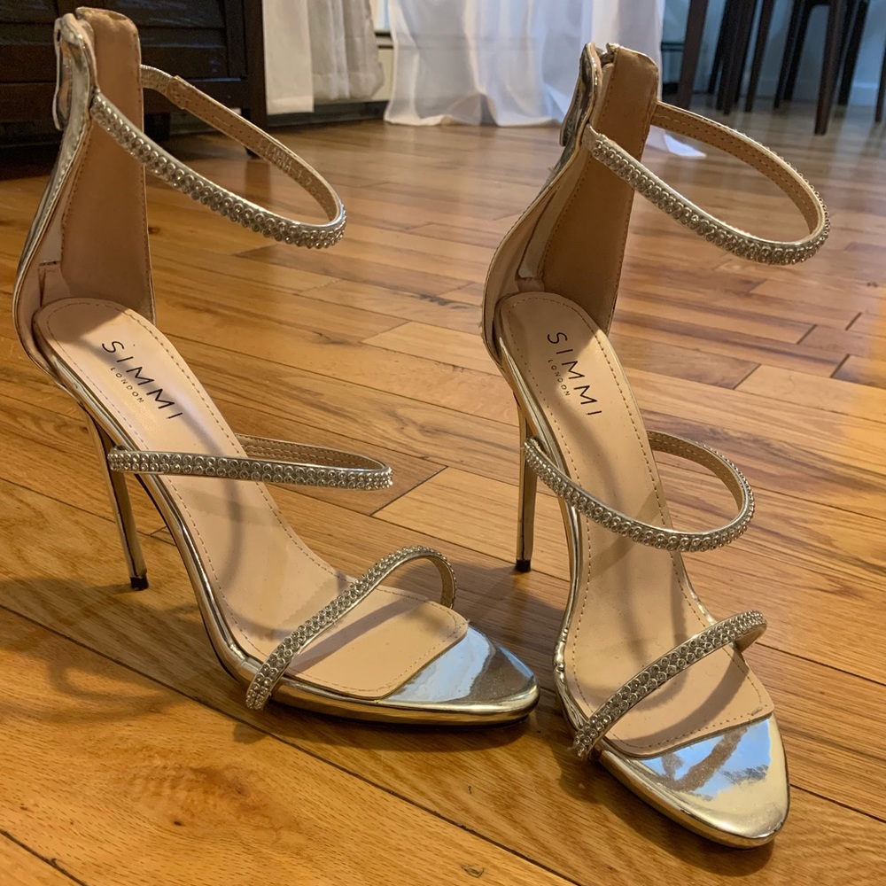 Sliver Studded 3 Strap Heel